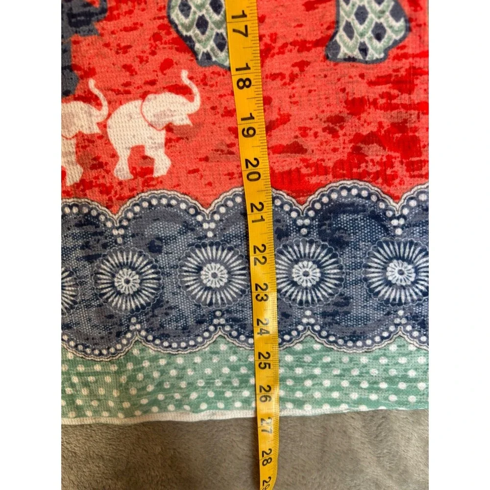 Whimsy Rose Elephant Print Baby Waffle Knit Top Womens M Long Sleeve Boho - Picture 5 of 7